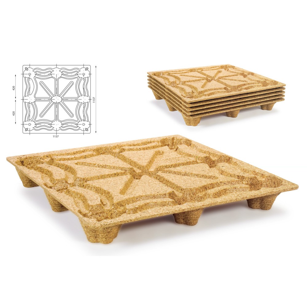 Produktabbildung Nr. 2: Pressholz-Palette, CONTAINER-Format, LxB 1.140 x 1.140 mm, dyn. TK 900 kg, 9 Füsse