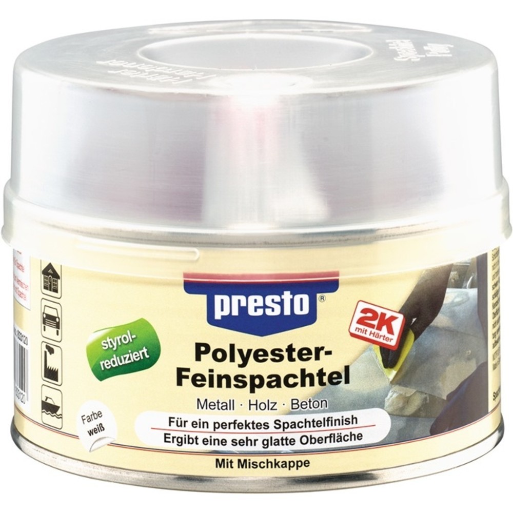 Produktabbildung Nr. 2: PRESTO 2K-Feinspachtellith® weiss,Härter rot 500g Dose PRESTO