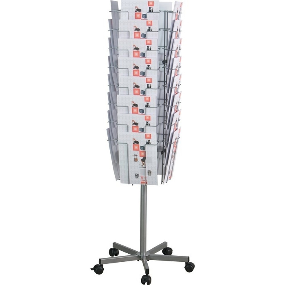 Produktabbildung: Prospektständer, silber, Ø 510 mm H1475mm, 32 Fächer DIN A4