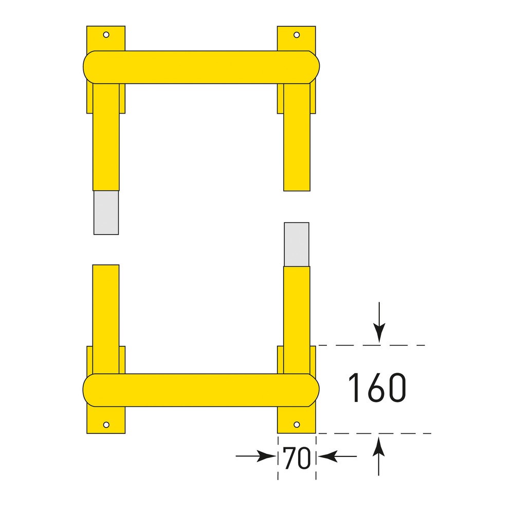 Produktabbildung Nr. 3: Protection anticollision pour colonnes MORAVIA, usage extérieur, galvanisée à chaud, hauteur 600 mm, pour dimensions de colonnes (l x P) 500 x 500 mm