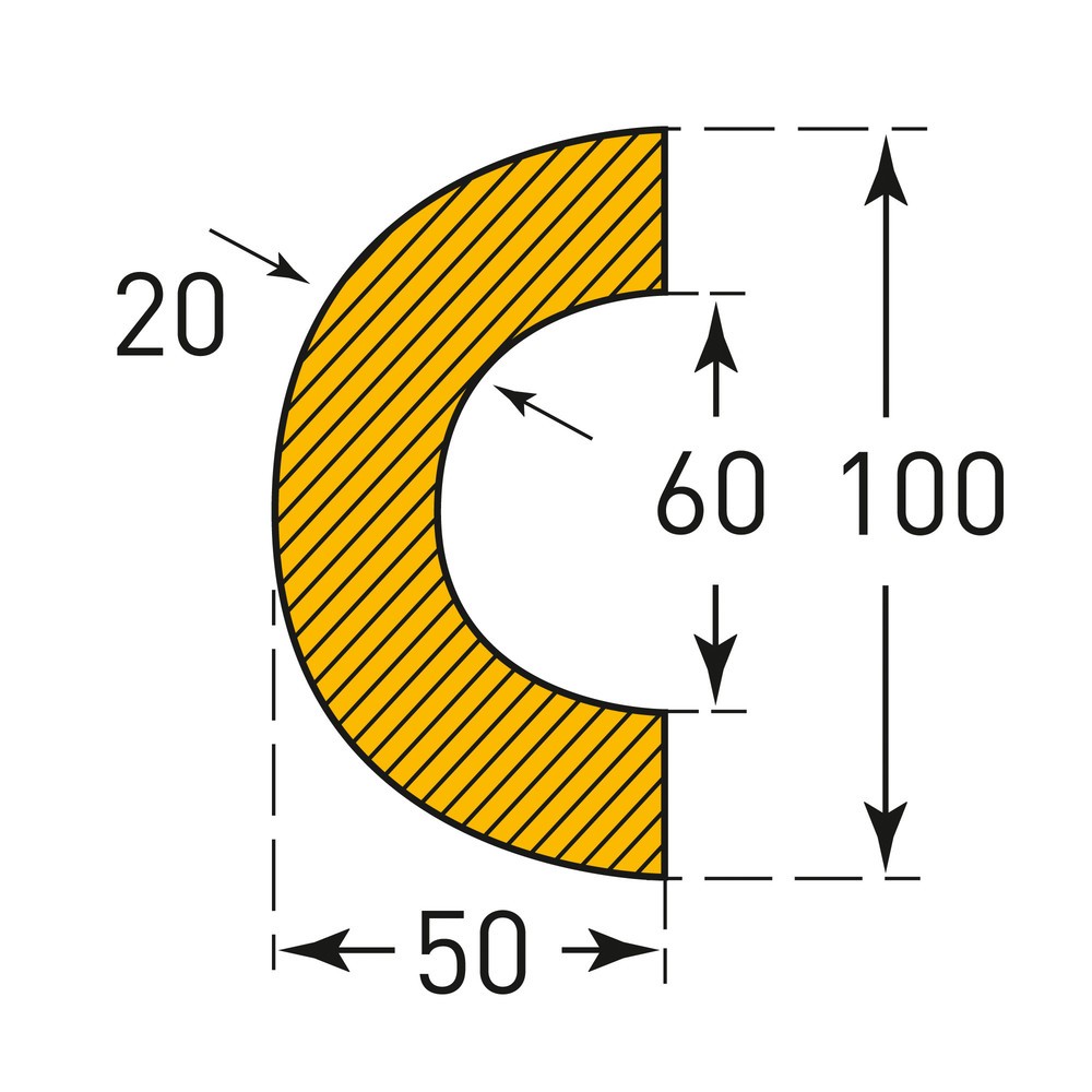 Produktabbildung Nr. 3: Protection contre les chocs pour tubes MORAVIA, semi-circulaire, magnétique, diamètre intérieur 60 mm, longueur 1 m
