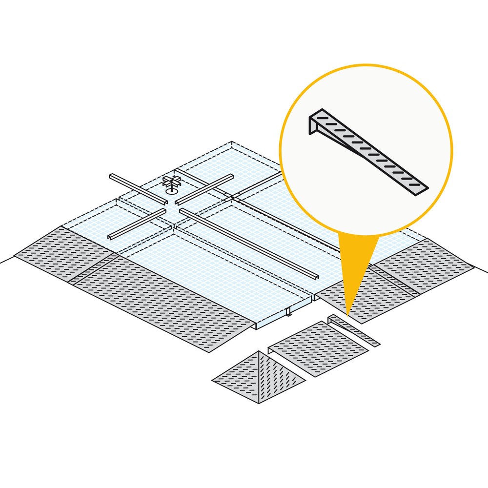 Illustration du produit: Raccord de rampe pour bac de rétention plat en acier, capacité de charge 6 500 kg/m²