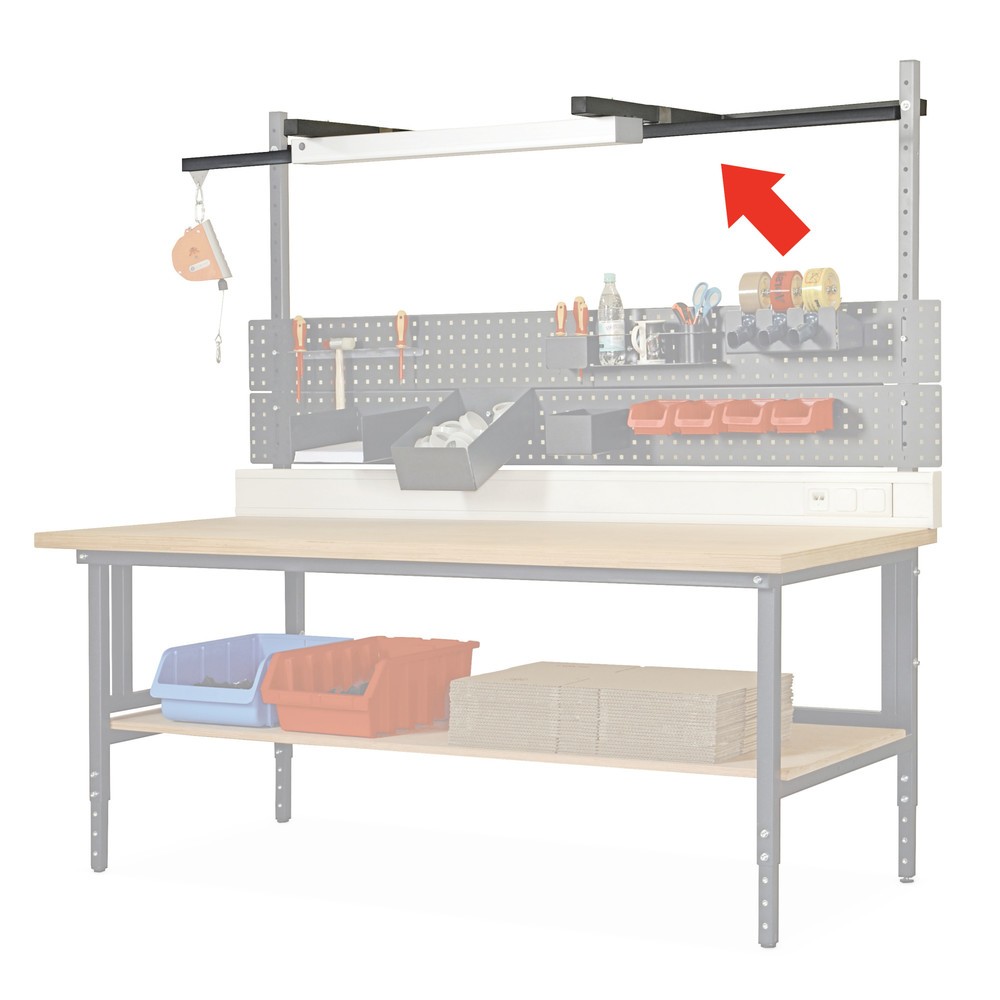 Illustration du produit: Rail de guidage pour table d'emballage, chariot inclus, largeur 2 000 mm, gris clair