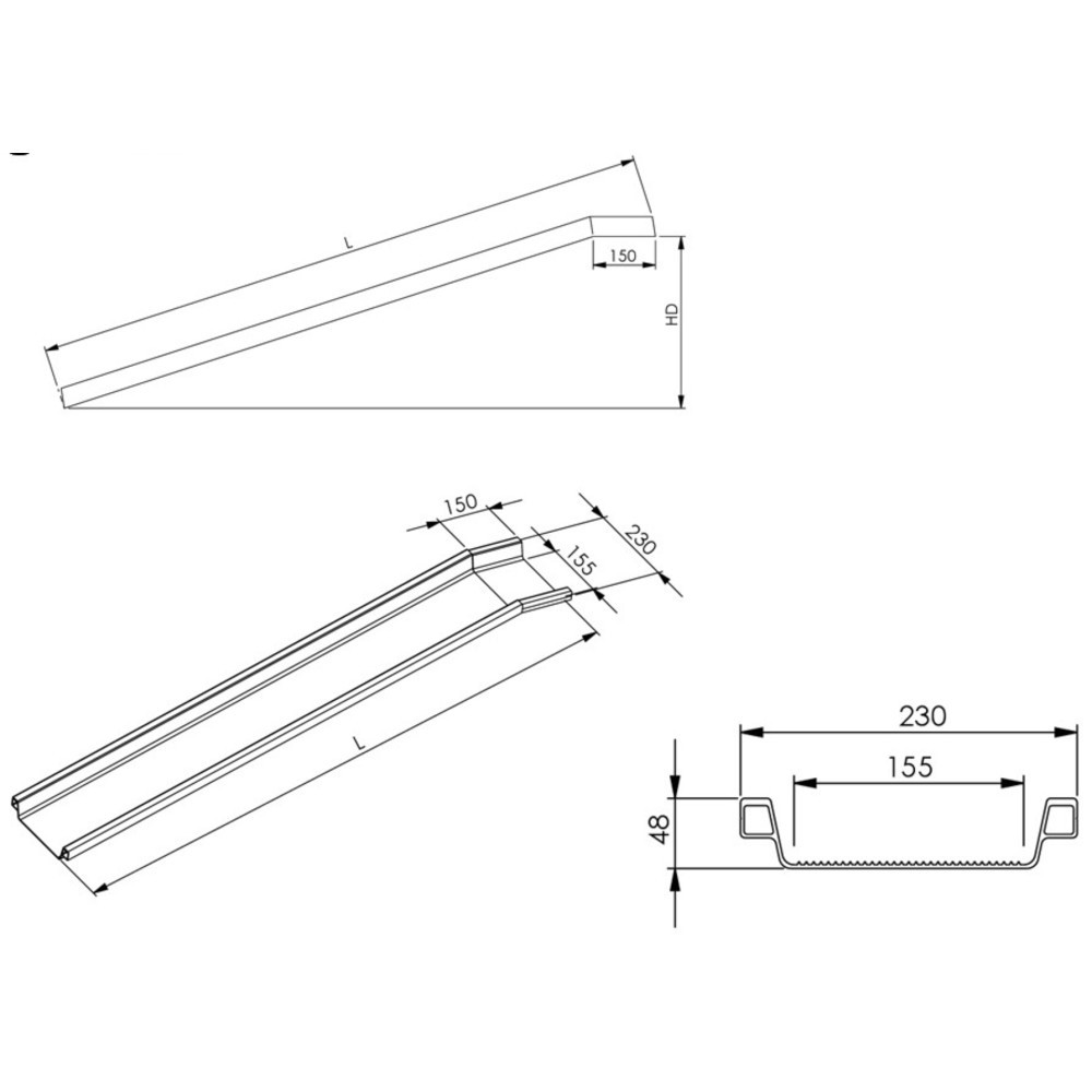 Produktabbildung Nr. 5: Rails de chargement en aluminium universels, avec bord de protection, capacité de charge 500 kg/paire, l x L 150 x 2 000 mm