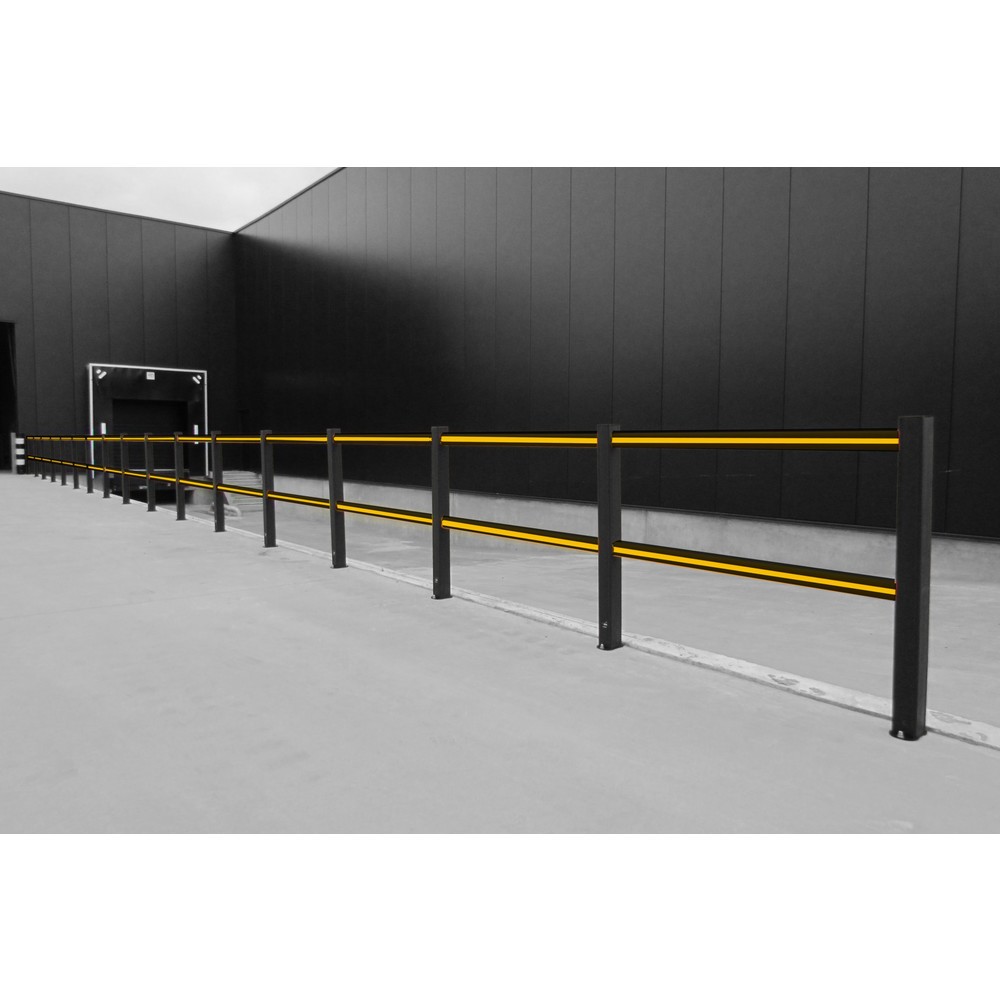 Produktabbildung Nr. 3: BOPLAN® Jeu de garde-corps HD Light, 2 traverses jaunes, 2 poteaux noirs, largeur 1,25 m