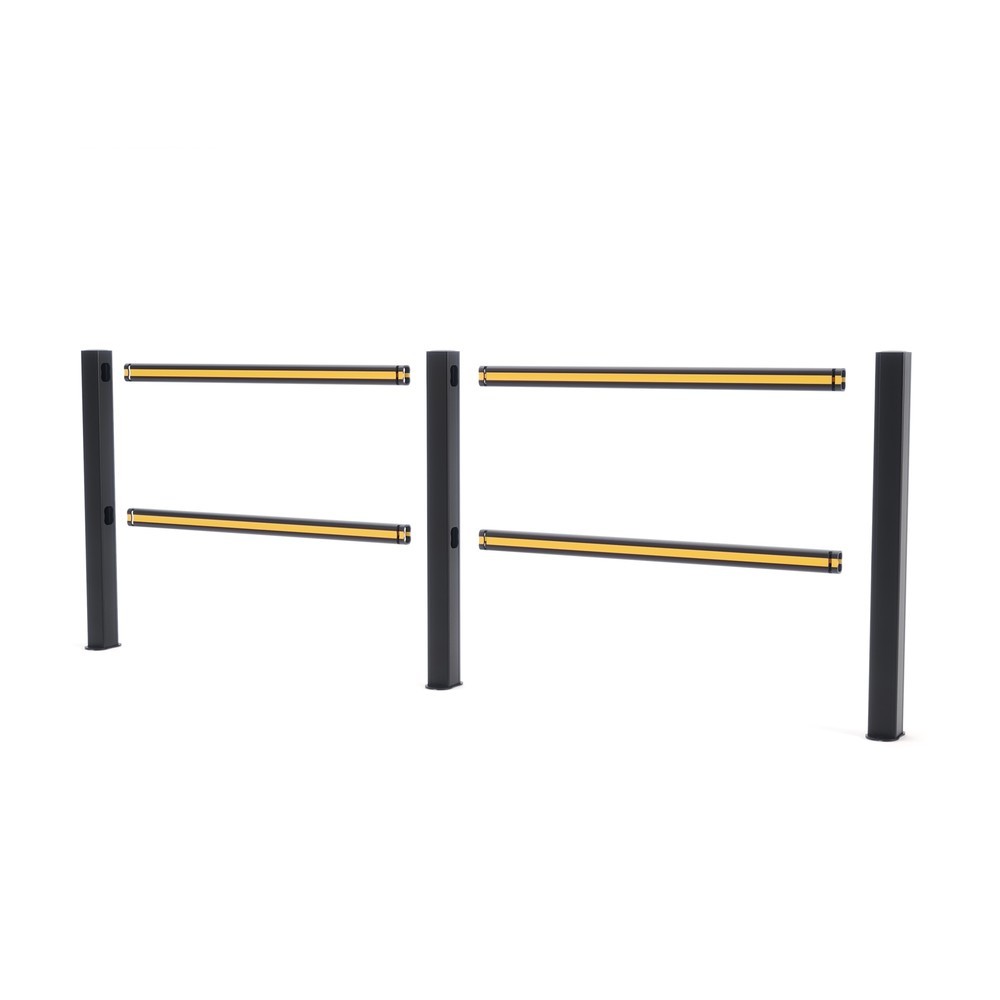 N° de l'image du produit 2 : BOPLAN® Jeu de garde-corps HD Light, 2 traverses jaunes, 3 poteaux noirs, largeur 2,5 m