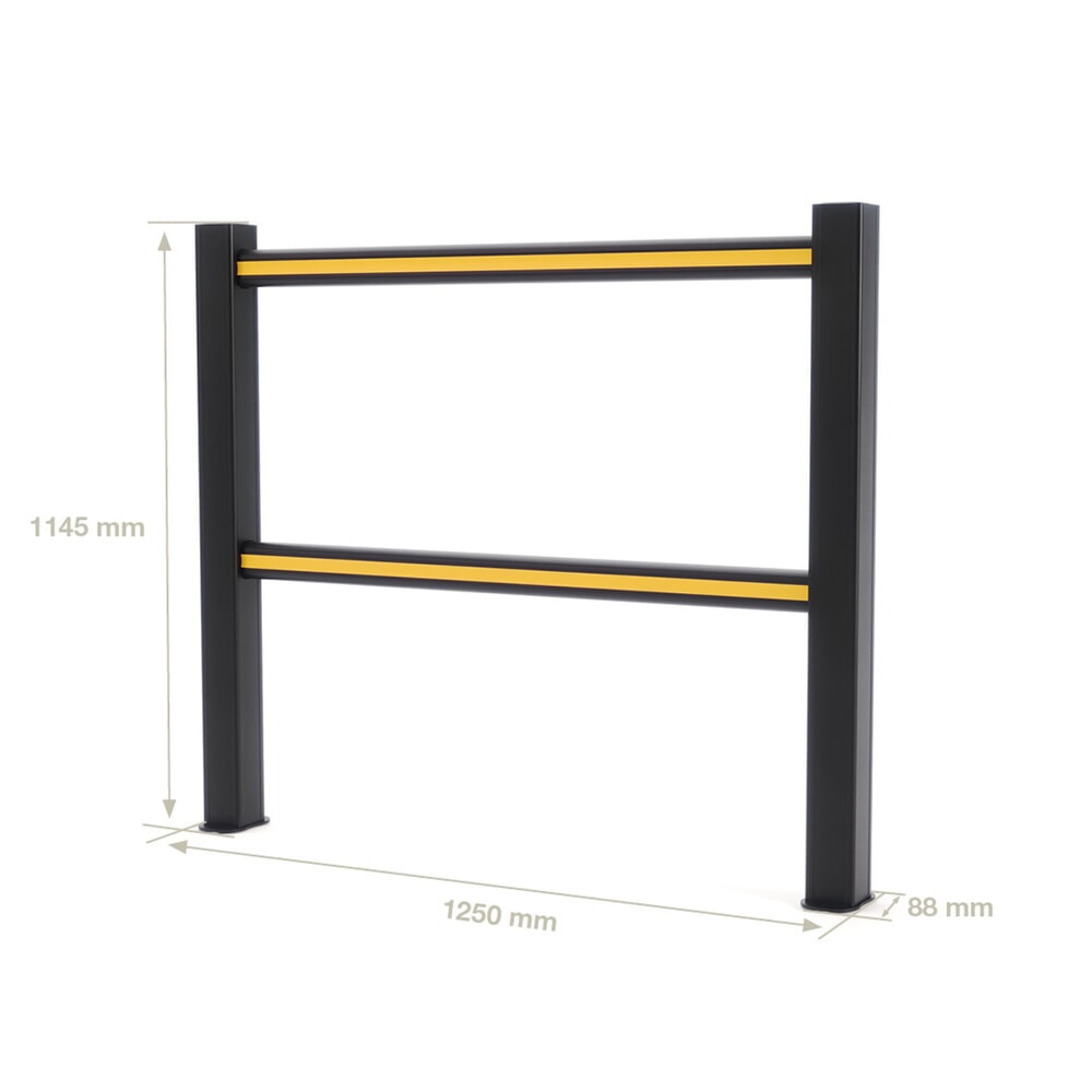 Produktabbildung Nr. 4: BOPLAN® Jeu de garde-corps HD Light, 2 traverses jaunes, 2 poteaux noirs, largeur 1,25 m
