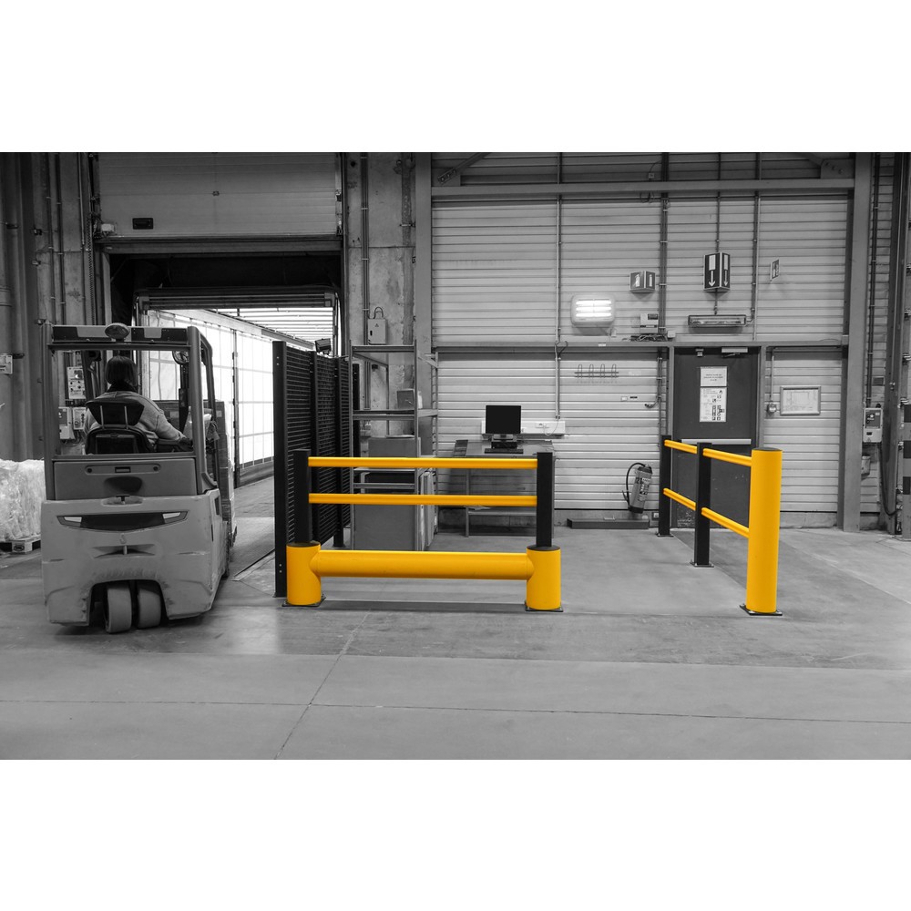 Produktabbildung Nr. 3: BOPLAN® Garde-corps pare-chocs TB 400 Plus, 2 traverses jaunes, 3 poteaux noirs, 3,45 m