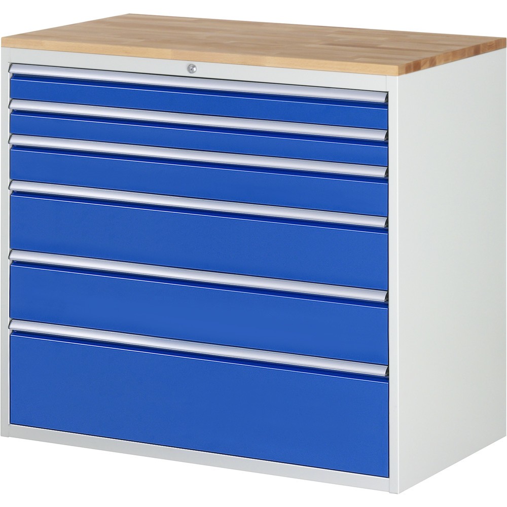 Produktabbildung Nr. 1: RAU Armoire à tiroirs Série 7000, HxlxP 1 035 x 1 145 x 650 mm, 6 tiroirs 2 x 90, 1 x 120, 2 x 180, 1 x 270 mm, plan de travail en hêtre