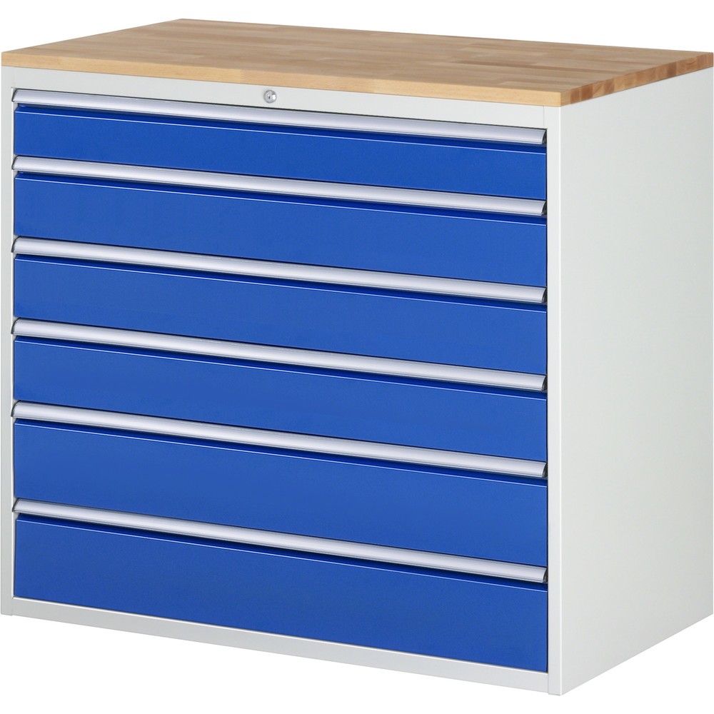 Produktabbildung Nr. 1: RAU Armoire à tiroirs Série 7000, HxlxP 1 035 x 1 145 x 650 mm, 6 tiroirs 1 x 120, 3 x 150, 2 x 180 mm, plan de travail en hêtre