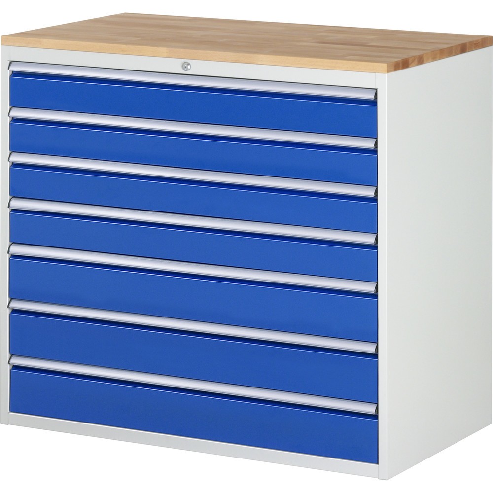 Produktabbildung Nr. 1: RAU Armoire à tiroirs Série 7000, HxlxP 1 035 x 1 145 x 650 mm, 7 tiroirs 4 x 120, 3 x 150 mm, plan de travail en hêtre