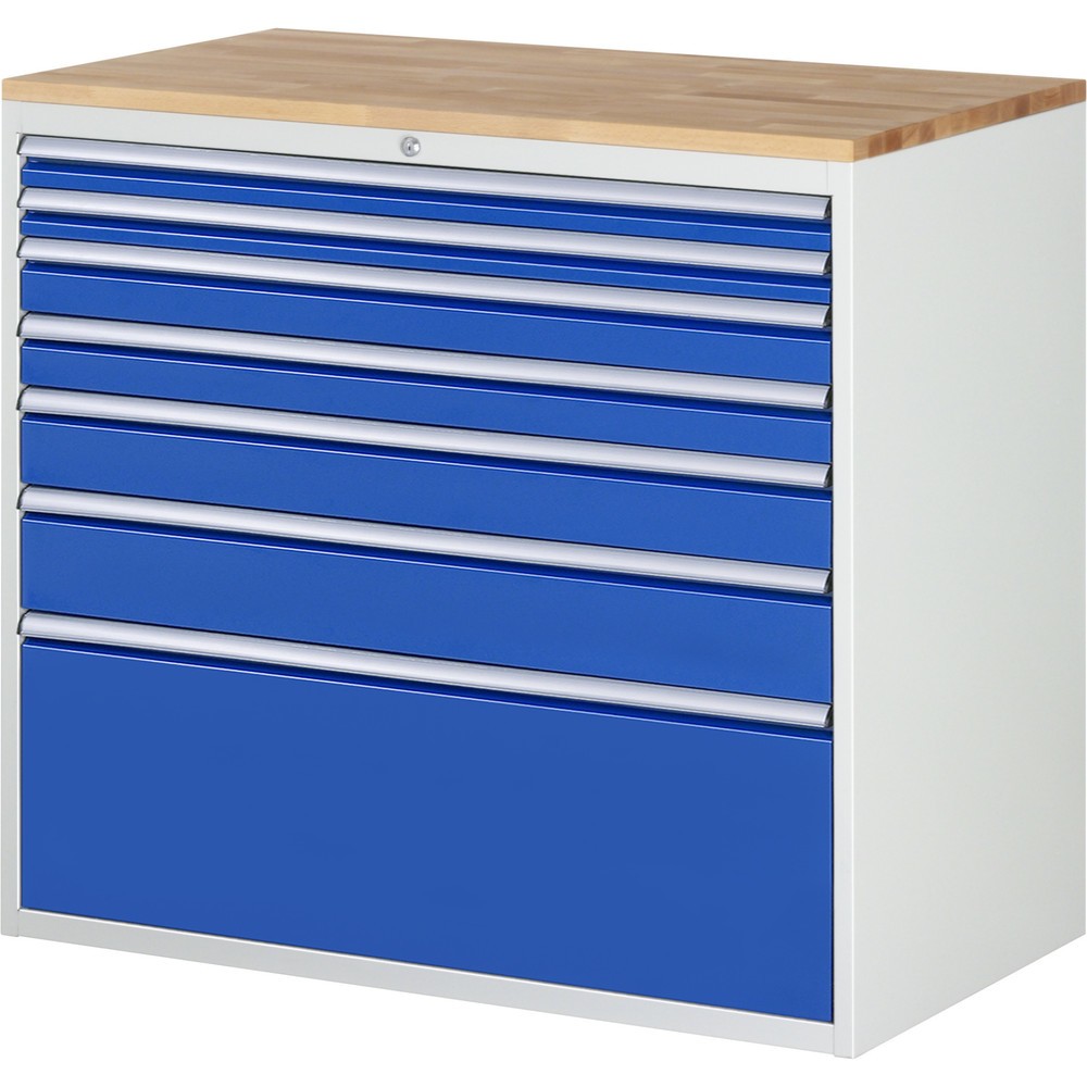 Produktabbildung Nr. 1: RAU Armoire à tiroirs Série 7000, HxlxP 1 035 x 1 145 x 650 mm, 7 tiroirs 2 x 60, 2 x 90, 1 x 120, 1 x 150, 1 x 360 mm, plan de travail en hêtre
