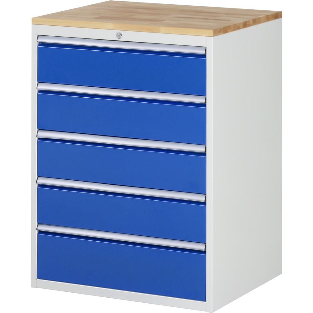 Illustration du produit: RAU Armoire à tiroirs série 7000, HxlxP 1 035 x 770 x 650 mm, avec 5 tiroirs taille XL, face supérieure en hêtre
