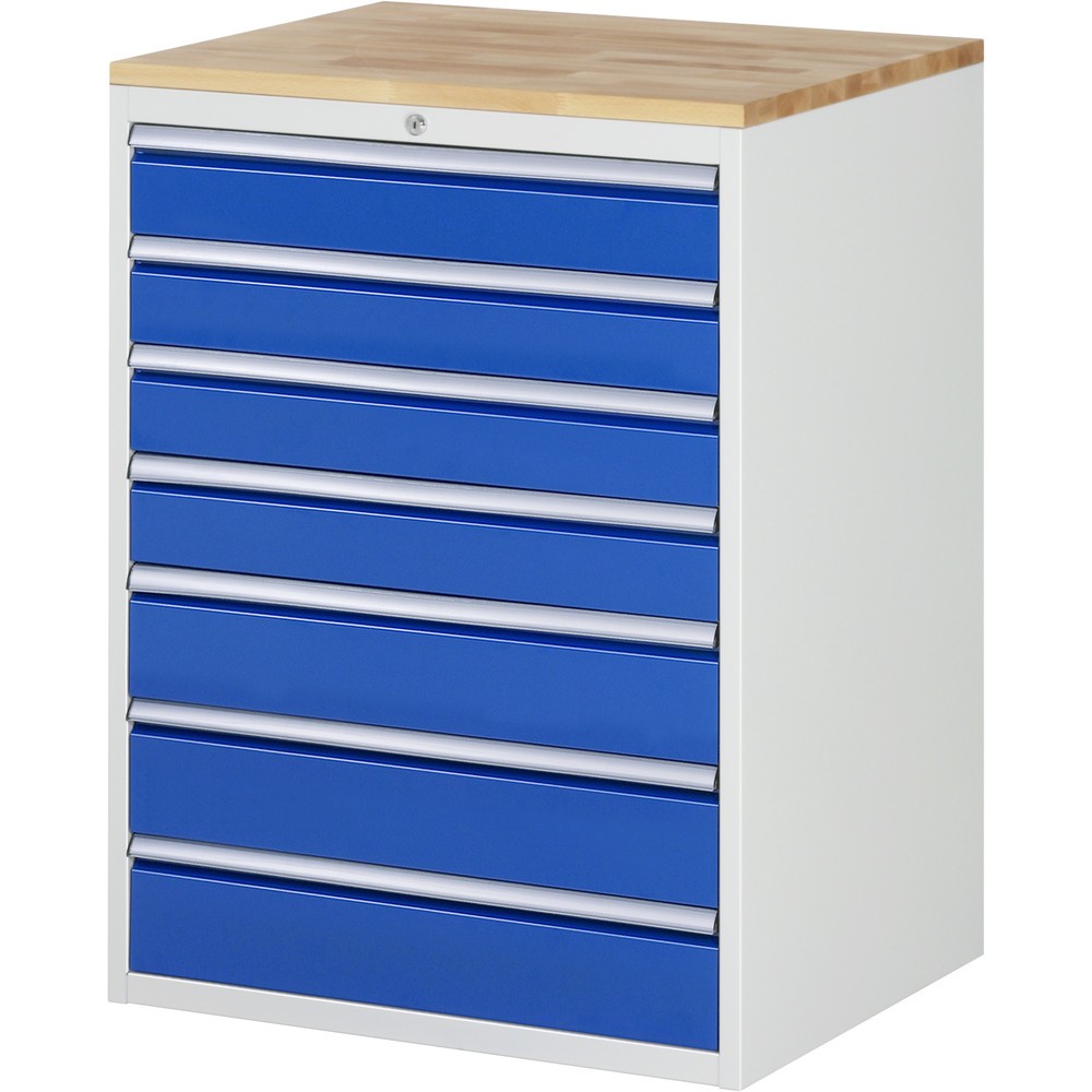 Illustration du produit: RAU Armoire à tiroirs série 7000, HxlxP 1 035 x 770 x 650 mm, avec 7 tiroirs taille XL, face supérieure en hêtre