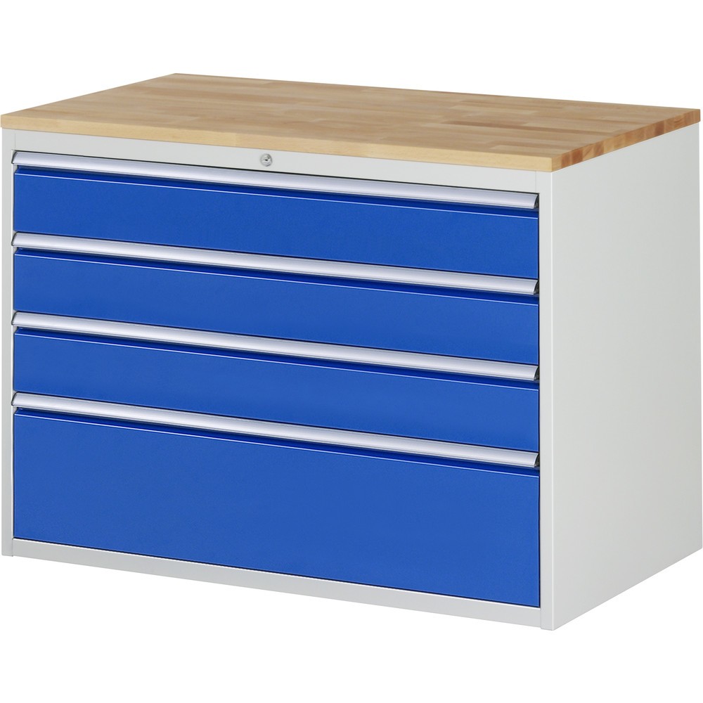 Illustration du produit: RAU Armoire à tiroirs série 7000, HxlxP 825 x 1 145 x 650 mm, avec 4 tiroirs taille XXL, face supérieure en hêtre