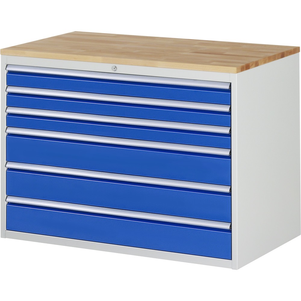 Produktabbildung Nr. 1: RAU Armoire à tiroirs Série 7000, HxlxP 825 x 1 145 x 650 mm, 6 tiroirs 3 x 90, 3 x 150 mm, plan de travail en hêtre