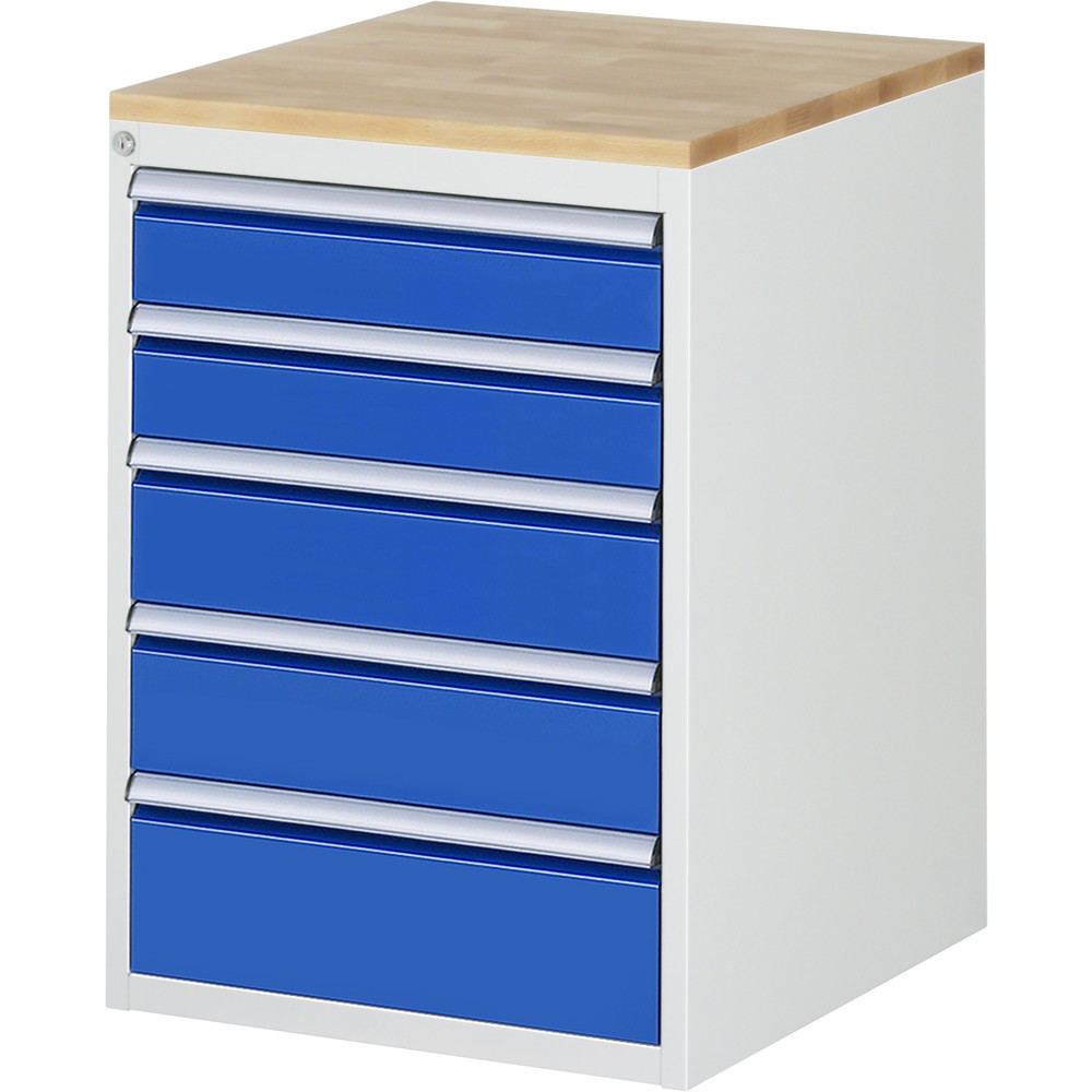 Illustration du produit: RAU Armoire à tiroirs série 7000, HxlxP 825 x 580 x 650 mm, avec 5 tiroirs taille L, face supérieure en hêtre
