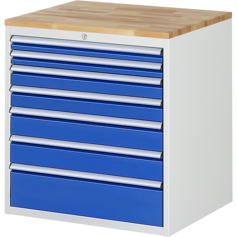 Illustration du produit: RAU Armoire à tiroirs série 7000, HxlxP 825 x 770 x 650 mm, avec 7 tiroirs taille XL, face supérieure en hêtre