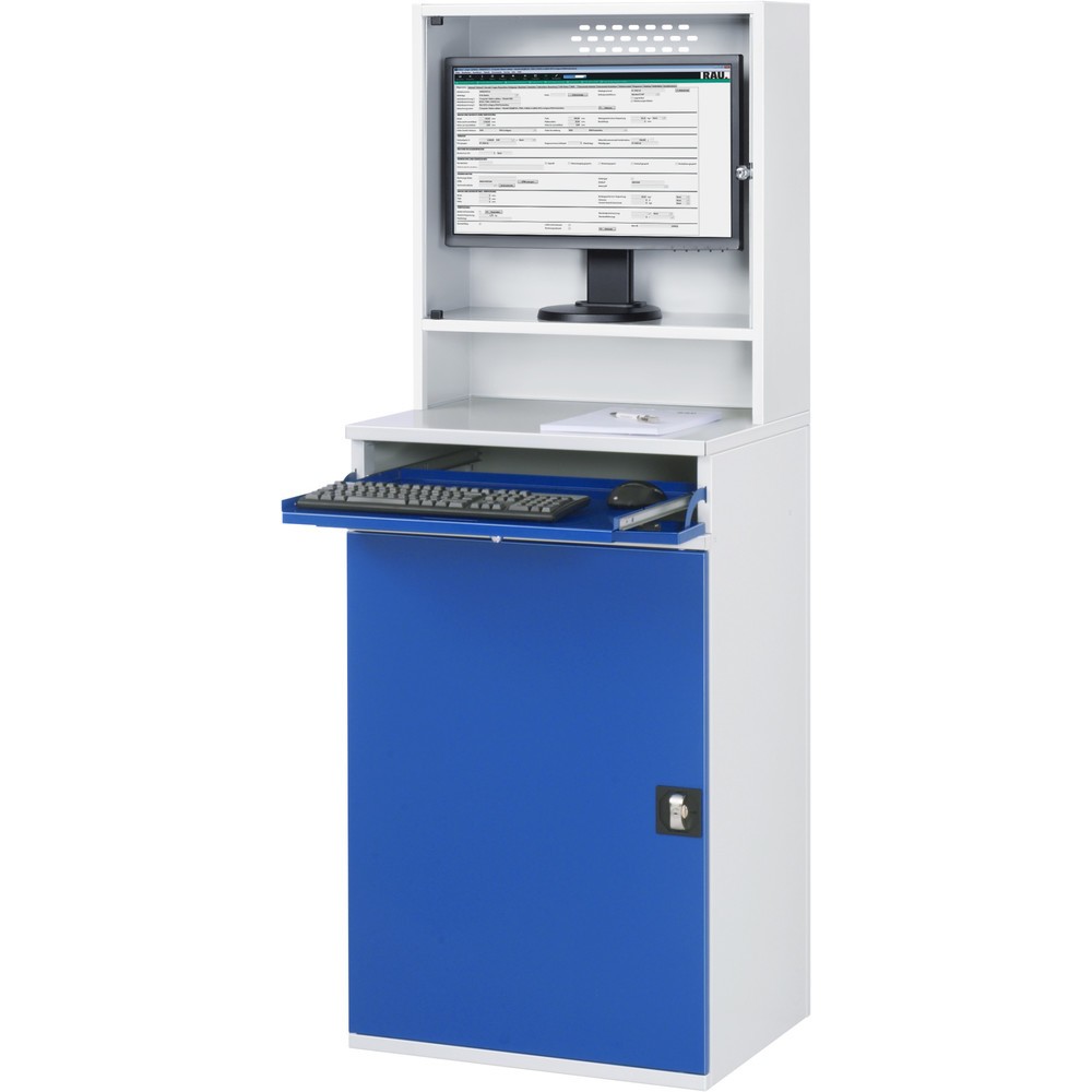 Produktabbildung Nr. 2: RAU Armoire informatique, boîtier d’écran, porte-clavier coulissant, porte battante, nombre de tiroirs x Hxl : 2 x 80 x 570 mm