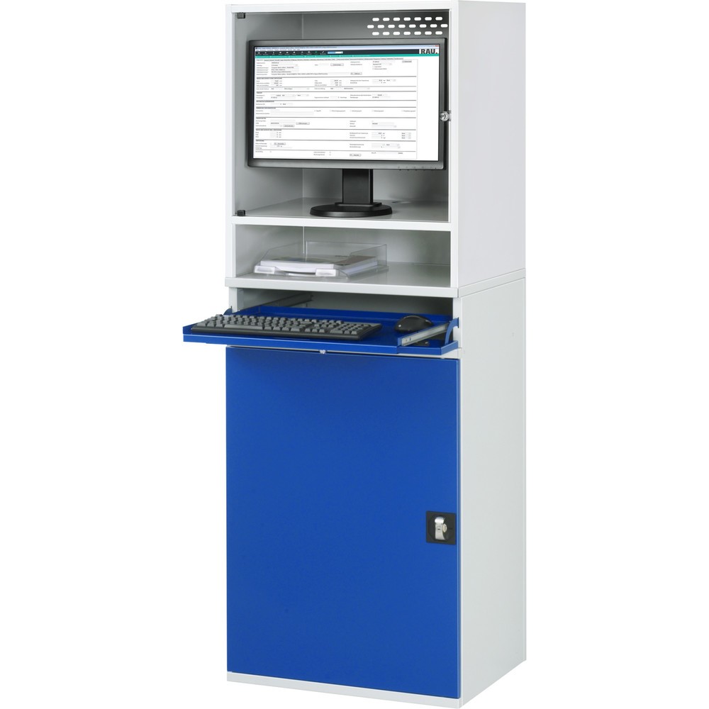 Produktabbildung Nr. 2: RAU Armoire informatique, boîtier d’écran, porte-clavier coulissant, porte battante, nombre de tiroirs x Hxl : 2 x 80 x 570 mm