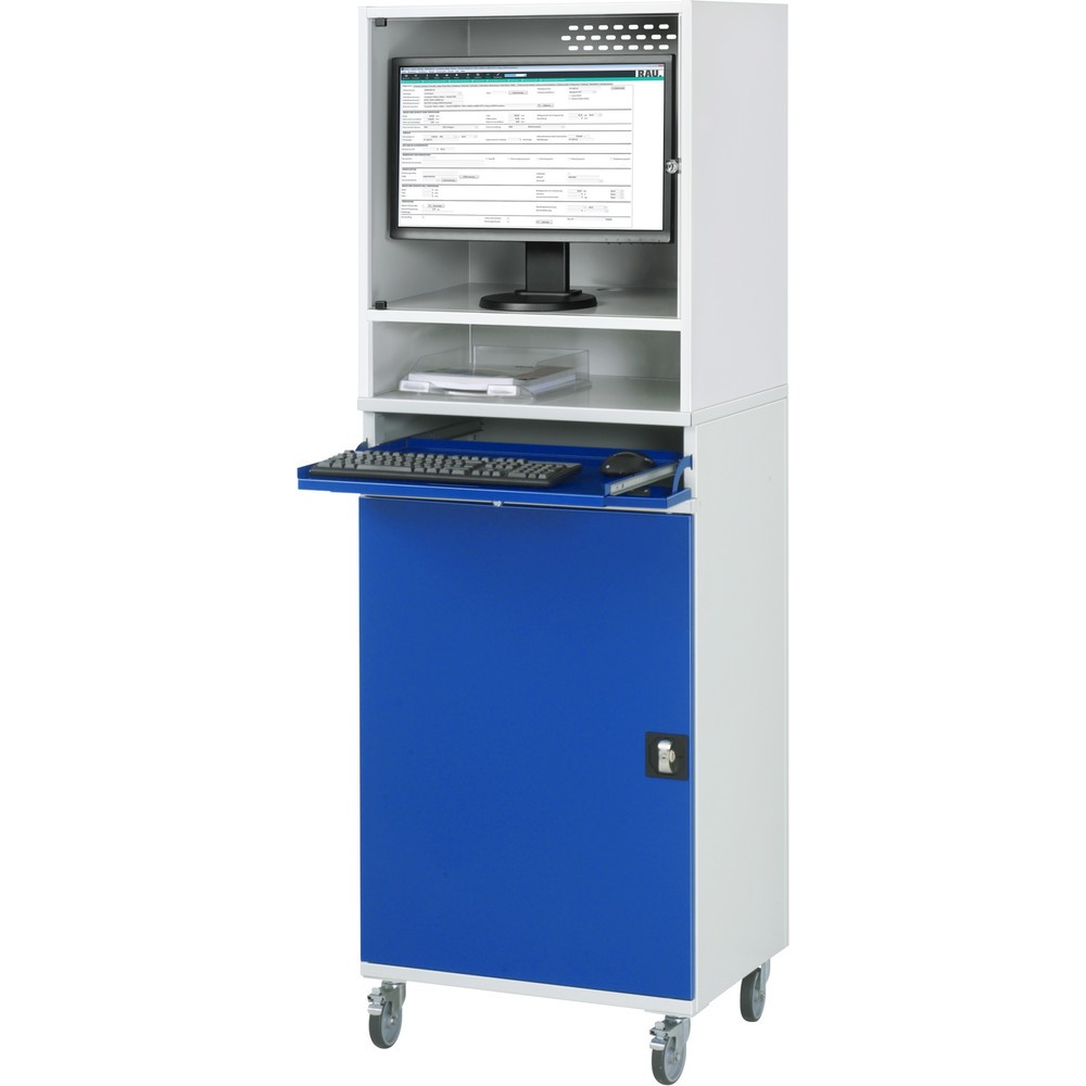 Produktabbildung Nr. 2: RAU Armoire informatique mobile, boîtier d’écran, porte-clavier coulissant, porte battante, nombre de tiroirs x Hxl : 2 x 80 x 570 mm