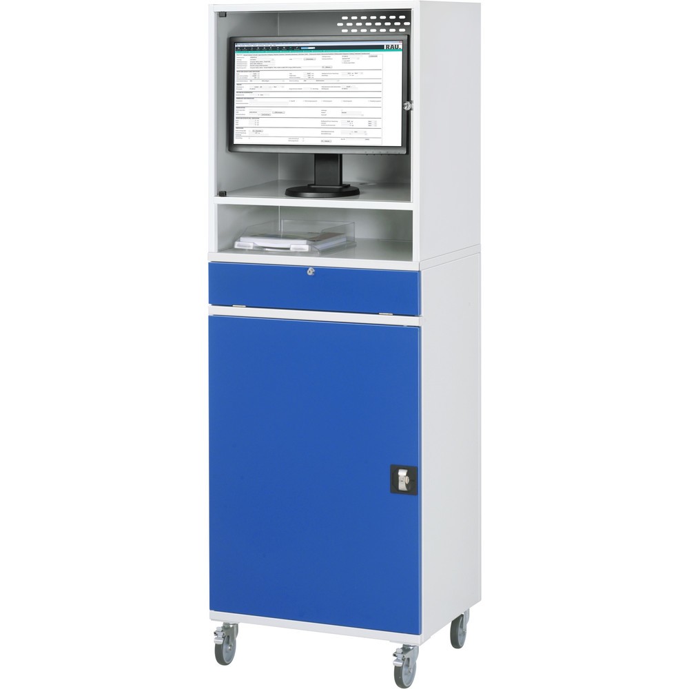 Produktabbildung Nr. 3: RAU Armoire informatique mobile, boîtier d’écran, porte-clavier coulissant, porte battante, nombre de tiroirs x Hxl : 2 x 80 x 570 mm