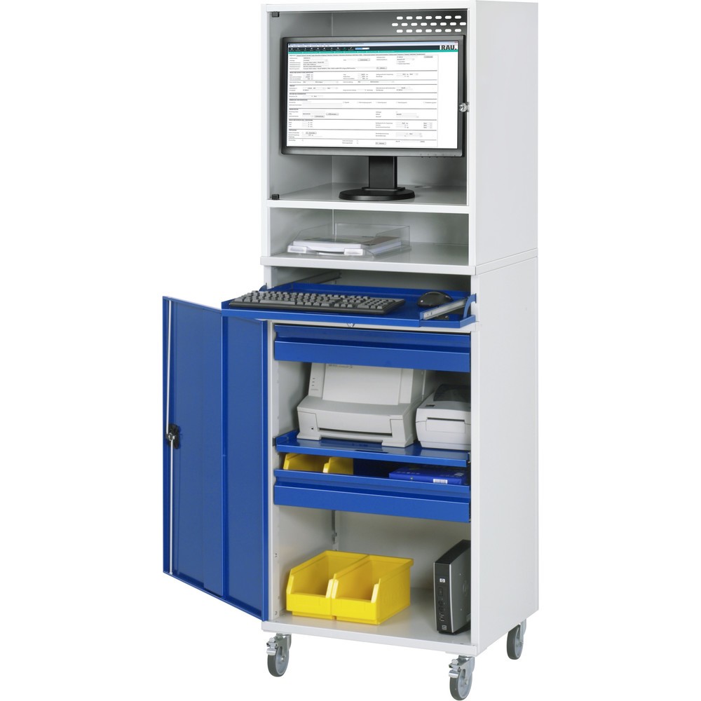 Produktabbildung Nr. 4: RAU Armoire informatique mobile, boîtier d’écran, porte-clavier coulissant, porte battante, nombre de tiroirs x Hxl : 2 x 80 x 570 mm
