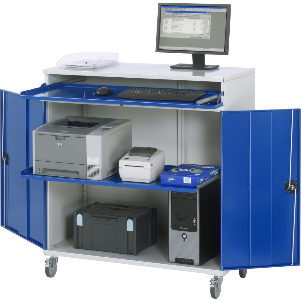 Illustration du produit: RAU Armoire informatique, porte-clavier coulissant, double porte battante, mobile