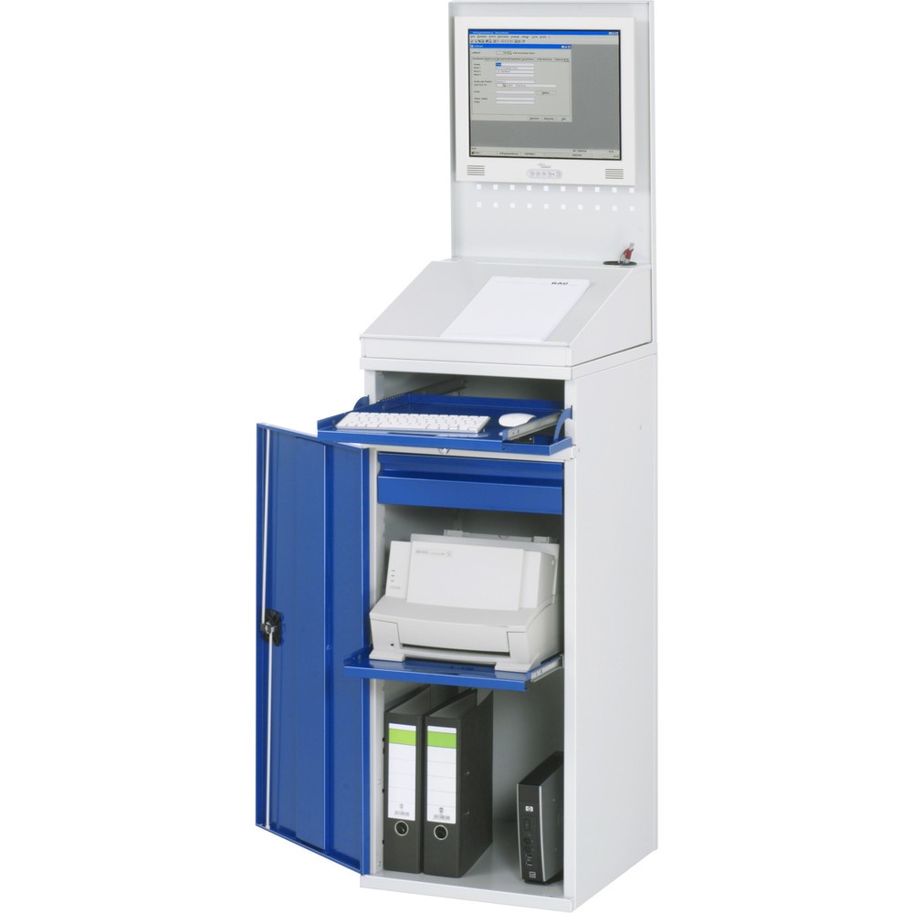 Produktabbildung Nr. 1: RAU Armoire informatique, porte-clavier coulissant, porte battante, panneau arrière perforé, tiroirs, fixe
