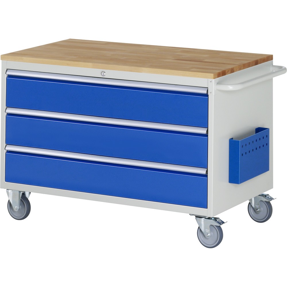 Produktabbildung Nr. 1: RAU Chariot de montage Série 7000, HxlxP 795 x 1 145 x 650 mm, 3 tiroirs 3 x 180 mm, plan de travail en hêtre, capacité de charge des tiroirs 50 kg