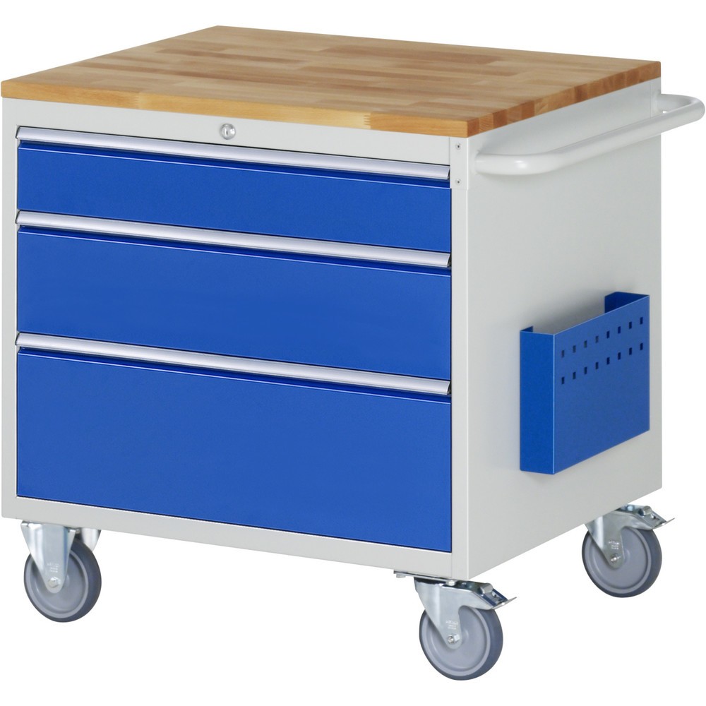 Produktabbildung Nr. 1: RAU Chariot de montage Série 7000, HxlxP 795 x 770 x 650 mm, 3 tiroirs 1 x 120, 1 x 180, 1 x 240 mm, plan de travail en hêtre