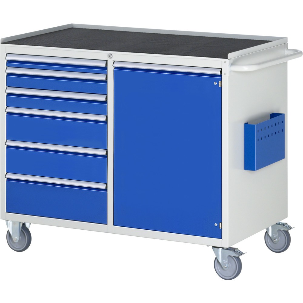 Produktabbildung Nr. 1: RAU Chariot de montage Série 7000, HxlxP 975 x 1 145 x 650 mm, 1 porte battante, 6 tiroirs 1 x 60, 2 x 90, 2 x 150, 1 x 180 mm, plan de travail en métal