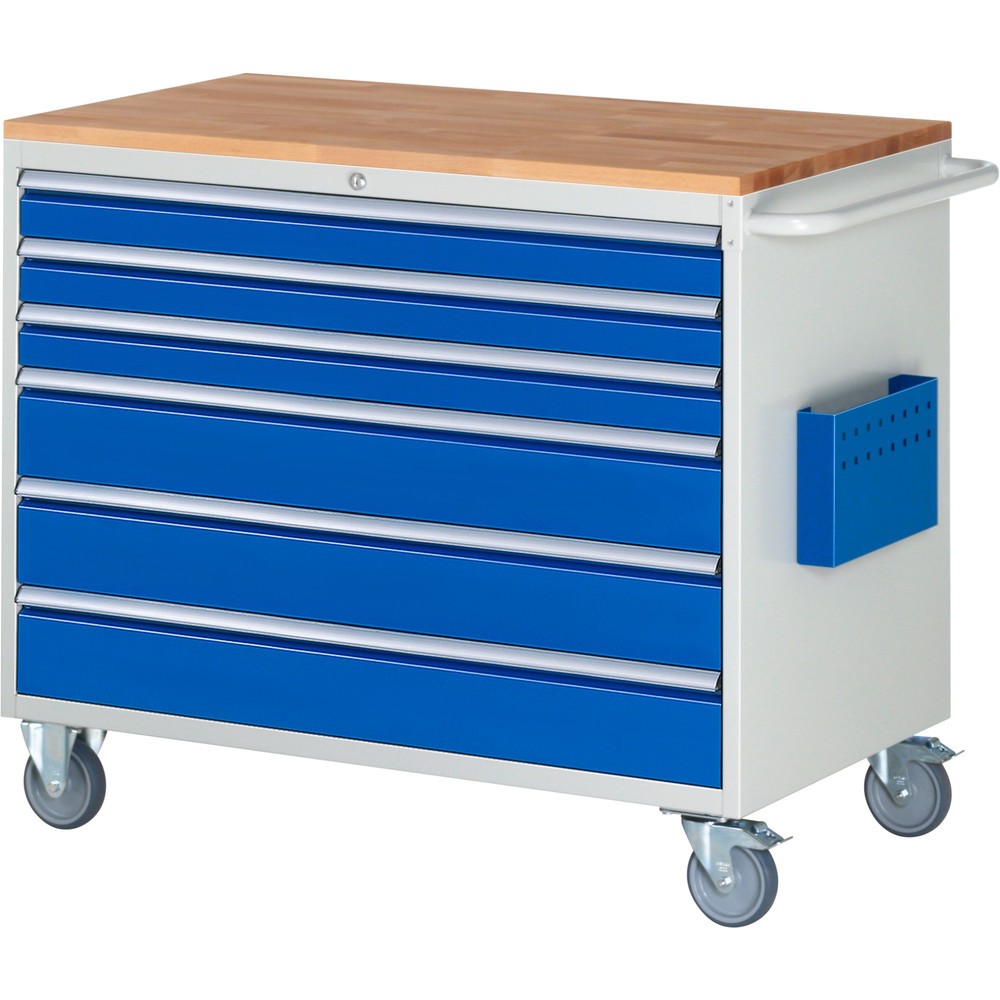 Produktabbildung Nr. 1: RAU Chariot de montage Série 7000, HxlxP 975 x 1 145 x 650 mm, 6 tiroirs 3 x 90, 3 x 150 mm, plan de travail en hêtre, capacité de charge des tiroirs 50 kg