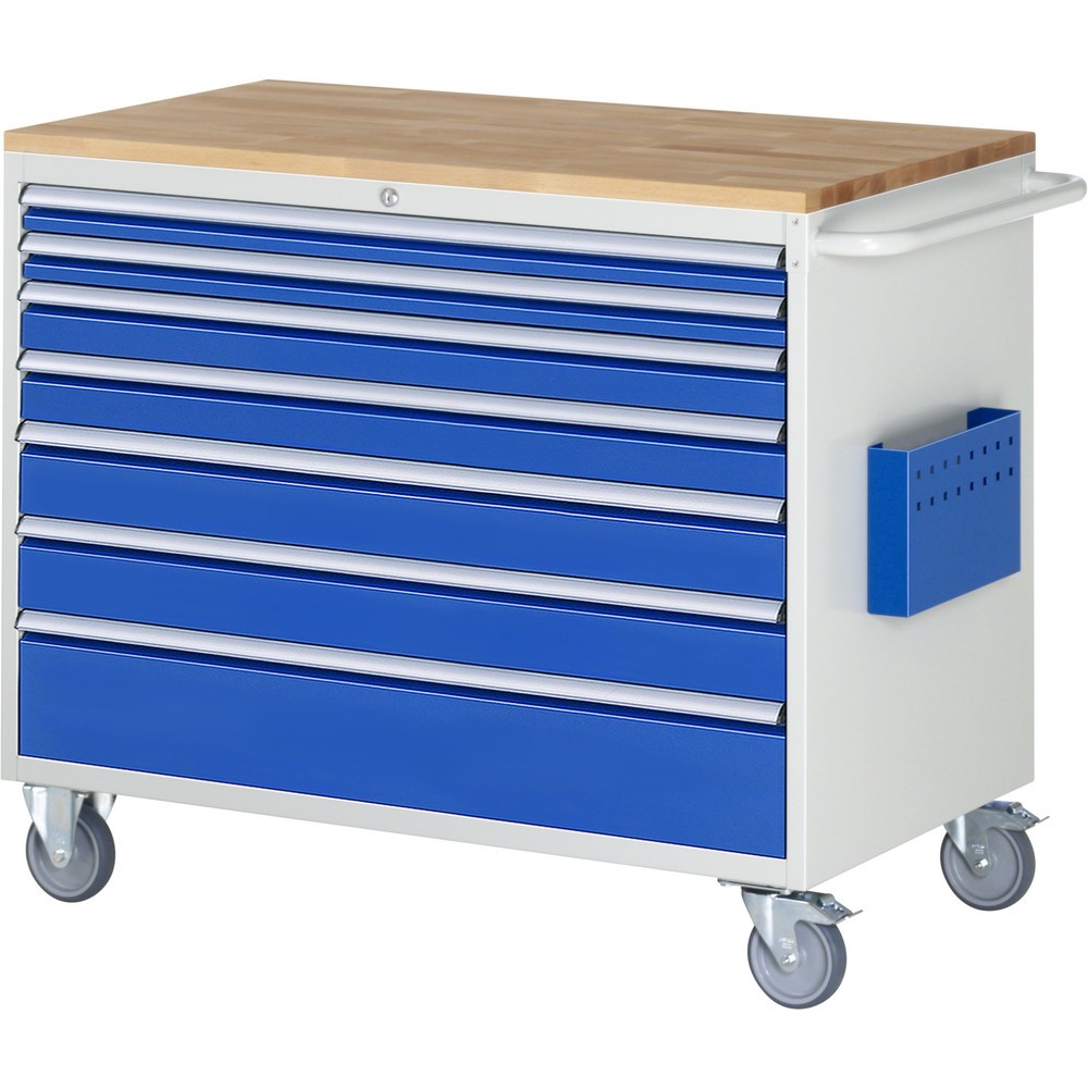 Produktabbildung Nr. 1: RAU Chariot de montage Série 7000, HxlxP 975 x 1 145 x 650 mm, 7 tiroirs 2 x 60, 2 x 90, 2 x 120, 1 x 180 mm, plan de travail en hêtre, capacité de charge des tiroirs 50 kg
