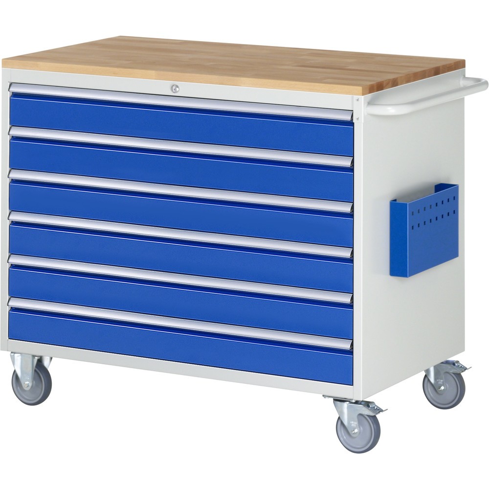 Produktabbildung Nr. 1: RAU Chariot de montage Série 7000, HxlxP 975 x 1 145 x 650 mm, 6 tiroirs 6 x 120 mm, plan de travail en hêtre, capacité de charge des tiroirs 50 kg