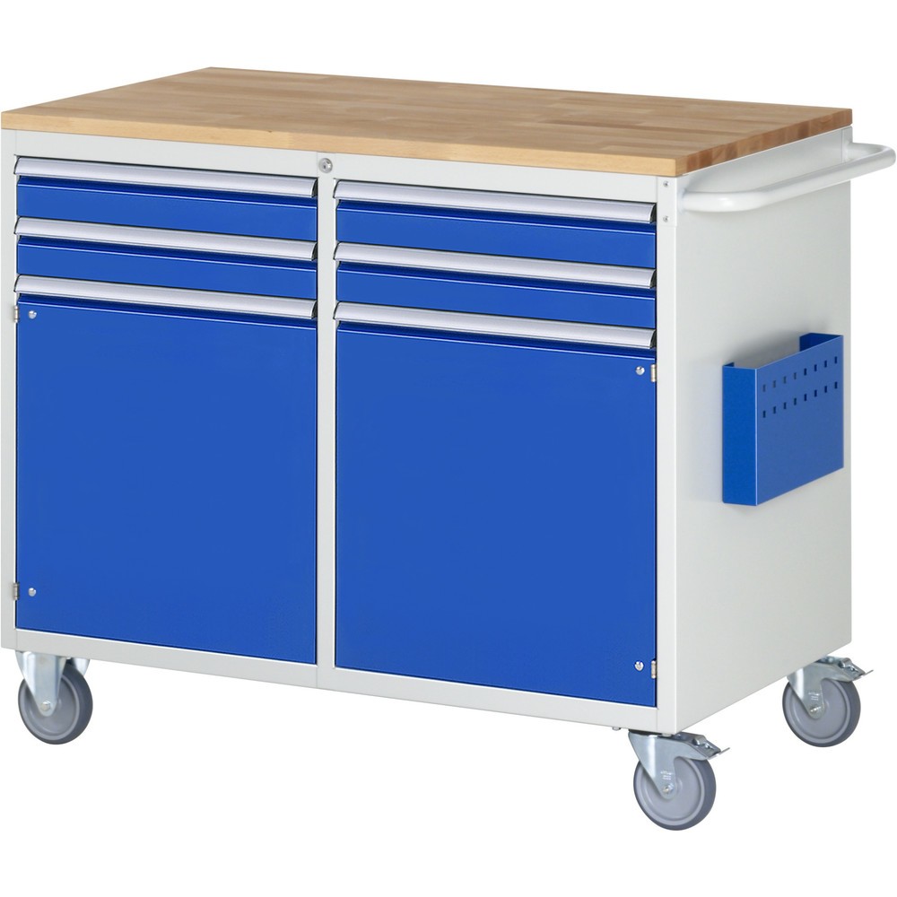 Produktabbildung Nr. 1: RAU Chariot de montage Série 7000, HxlxP 975 x 1 145 x 650 mm, 2 portes battantes, 4 tiroirs 4 x 90 mm, plan de travail en hêtre