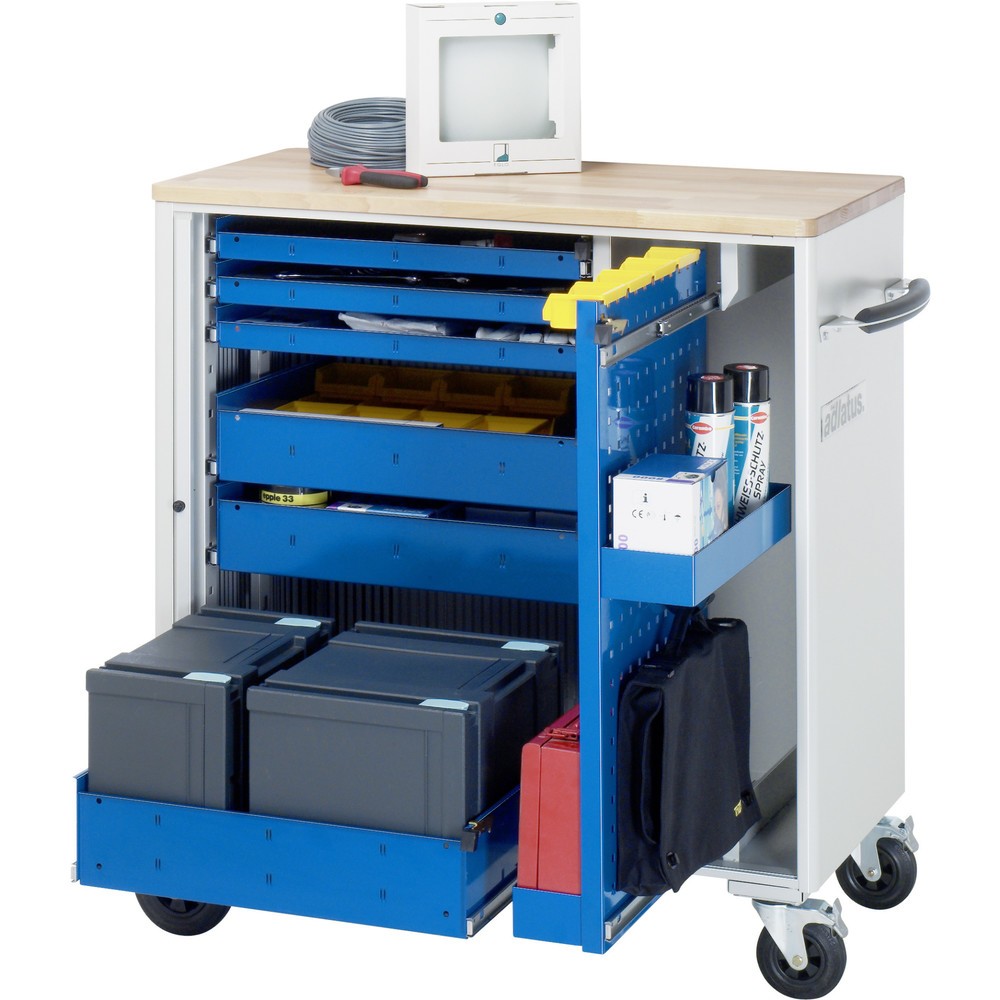 Produktabbildung Nr. 1: RAU Chariot pour outils série adlatus, HxLxP 1 080 x 1 025 x 520 mm, 6 tiroirs 3 x 40, 2 x 105, 1 x 130 mm, Plan de travail en hêtre