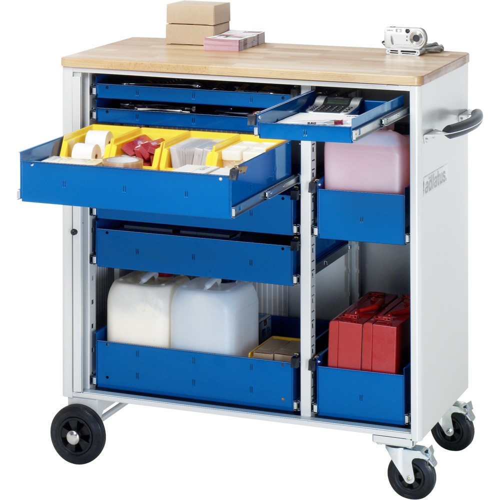 Produktabbildung Nr. 1: RAU Chariot pour outils série adlatus, HxLxP 1 080 x 1 025 x 520 mm, 9 tiroirs 3 x 40, 3 x 105, 3 x 130 mm, Plan de travail en hêtre
