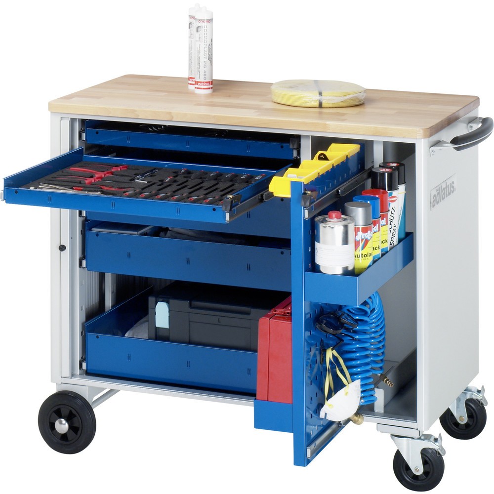 Produktabbildung Nr. 1: RAU Chariot pour outils série adlatus, HxLxP 890 x 1 025 x 520 mm, 5 tiroirs 2 x 40, 3 x 105 mm, Plan de travail en hêtre