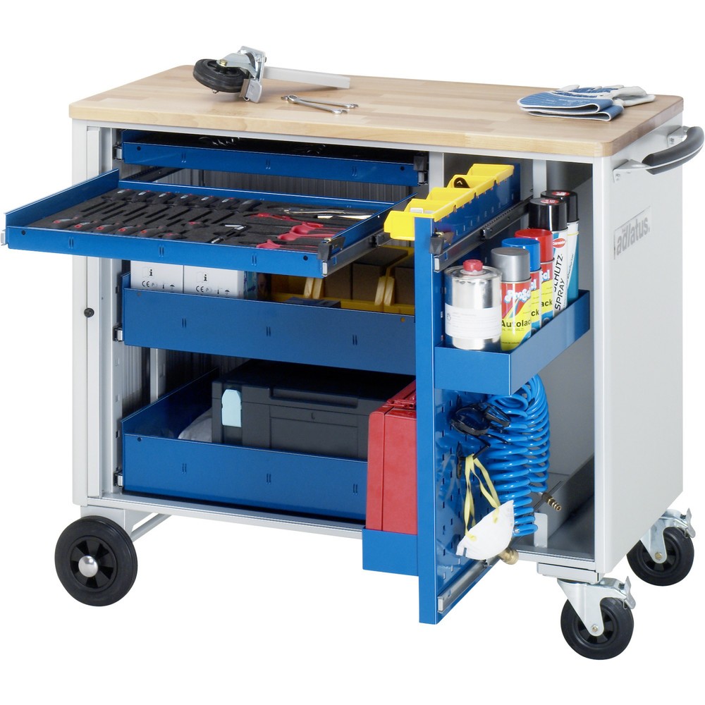 Produktabbildung Nr. 1: RAU Chariot pour outils série adlatus, HxLxP 890 x 1 025 x 520 mm, 4 tiroirs 2 x 40, 1 x 105, 1 x 130 mm, Plan de travail en hêtre