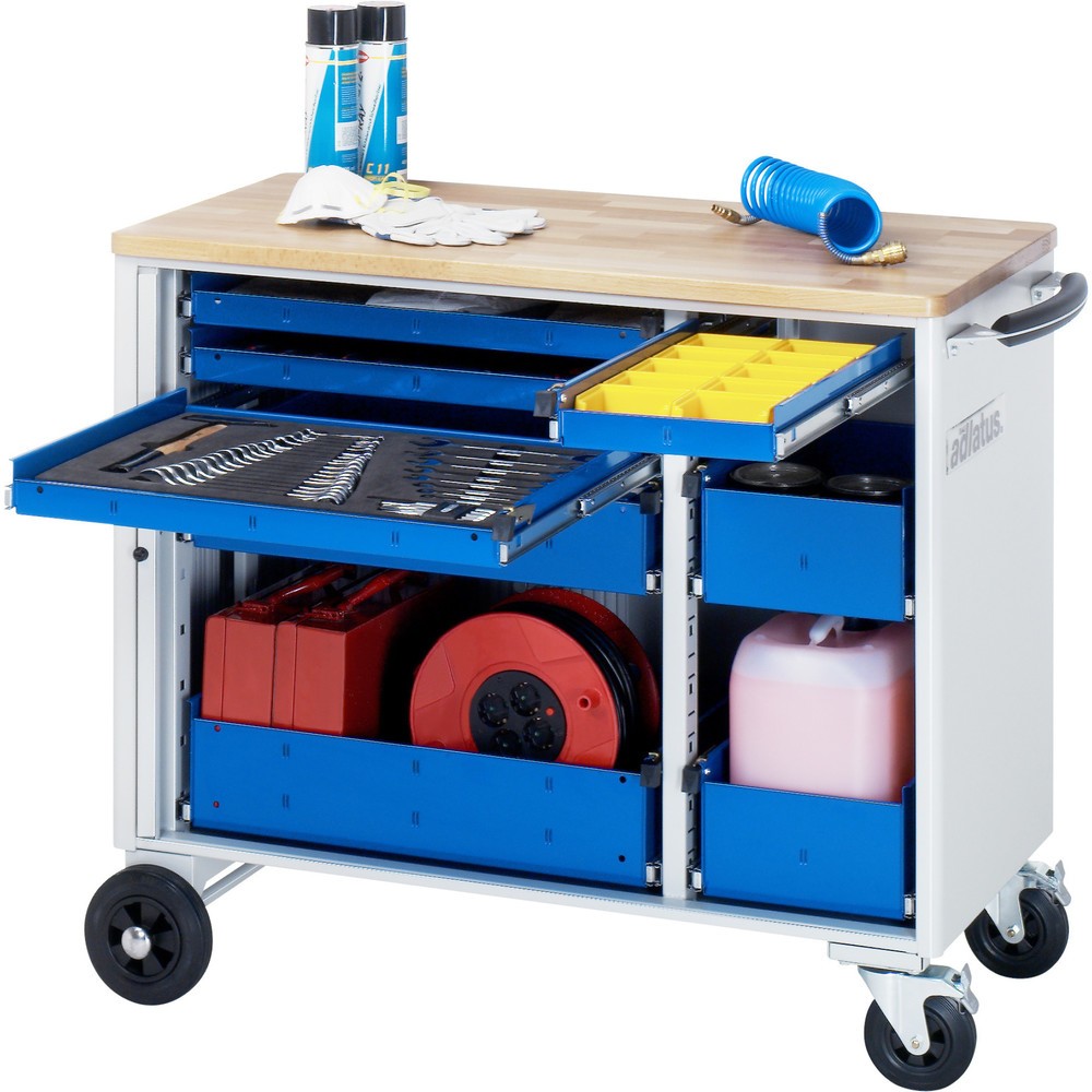 Produktabbildung Nr. 1: RAU Chariot pour outils série adlatus, HxLxP 890 x 1 025 x 520 mm, 8 tiroirs 3 x 40, 1 x 105, 1 x 130 mm, Plan de travail en hêtre