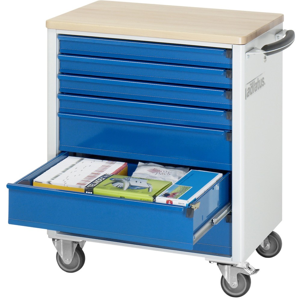 Produktabbildung Nr. 1: RAU Chariot pour outils série adlatus 700, HxLxP 860 x 700 x 510 mm, 7 tiroirs 4 x 130, 3 x 260 mm, Plan de travail en hêtre