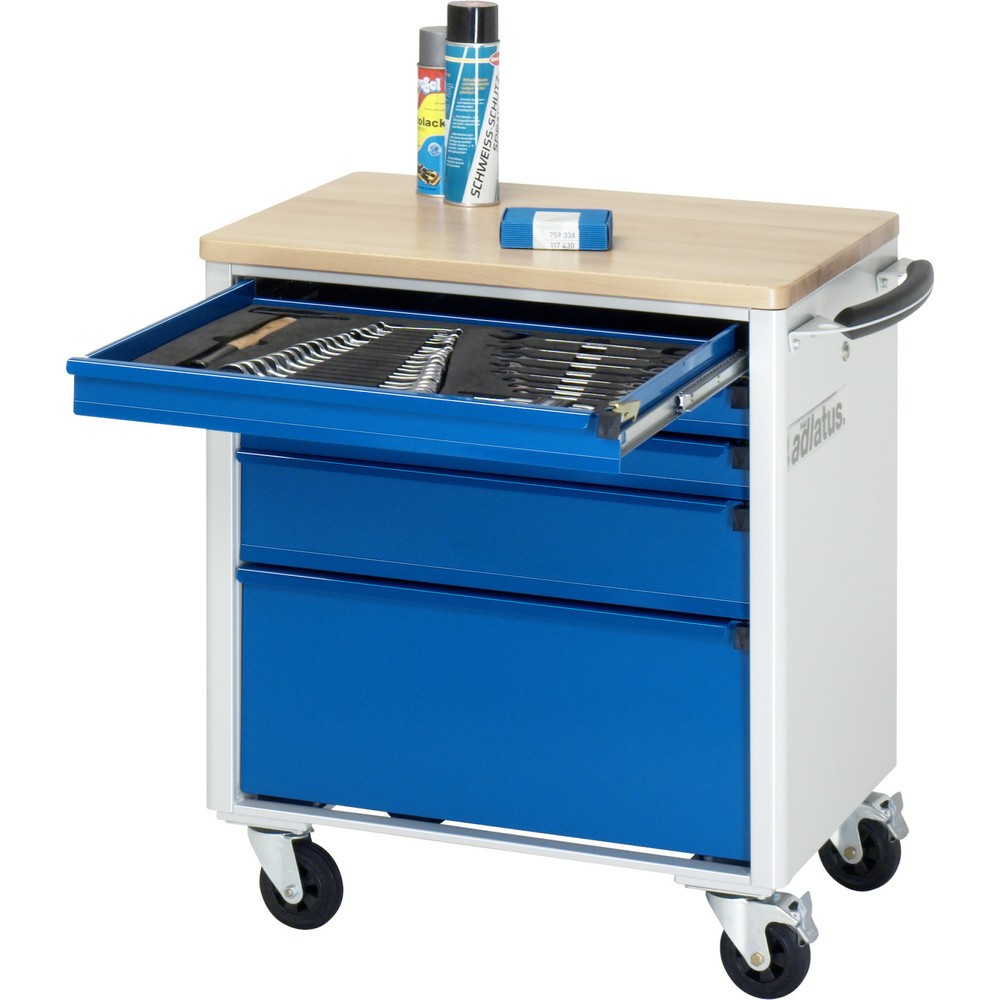 Produktabbildung Nr. 1: RAU Chariot pour outils série adlatus 700, HxLxP 790 x 700 x 510 mm, 5 tiroirs 3 x 65, 1 x 130, 1 x 260 mm, Plan de travail en hêtre
