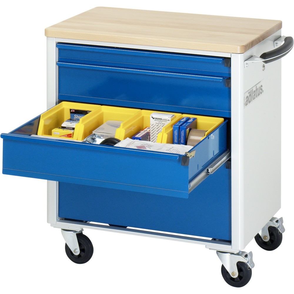 Produktabbildung Nr. 1: RAU Chariot pour outils série adlatus 700, HxLxP 790 x 700 x 510 mm, 4 tiroirs 1 x 65, 2 x 130, 1 x 260 mm, Plan de travail en hêtre