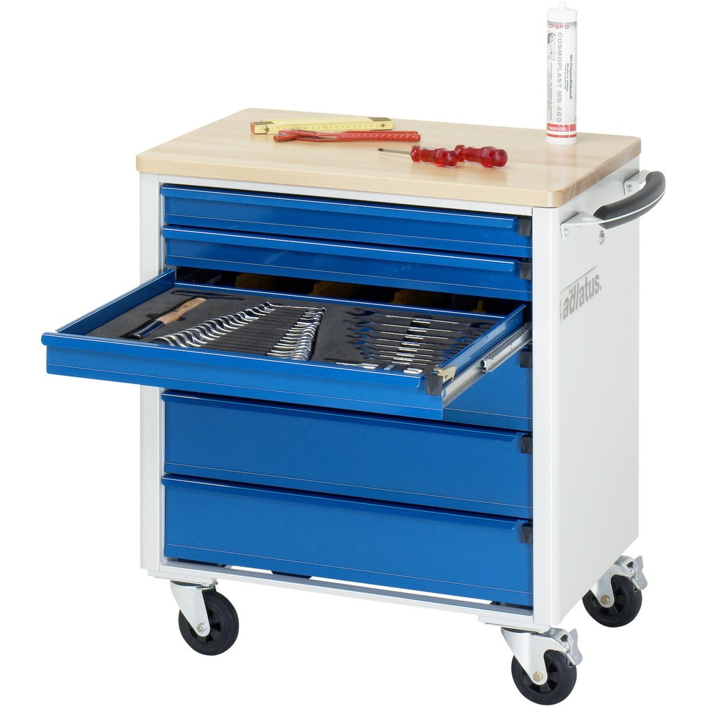 Produktabbildung Nr. 1: RAU Chariot pour outils série adlatus 700, HxLxP 790 x 700 x 510 mm, 6 tiroirs 3 x 65, 3 x 130 mm, Plan de travail en hêtre
