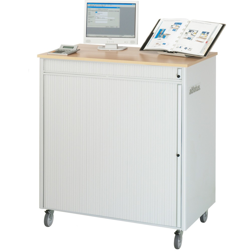 Produktabbildung Nr. 2: RAU Computer-Stationen, HxBxT 1.100 x 1.030 x 660 mm, Buche Dekor Arbeitsplatte, mit Rolladen, Steckdosenleiste, Schublade
