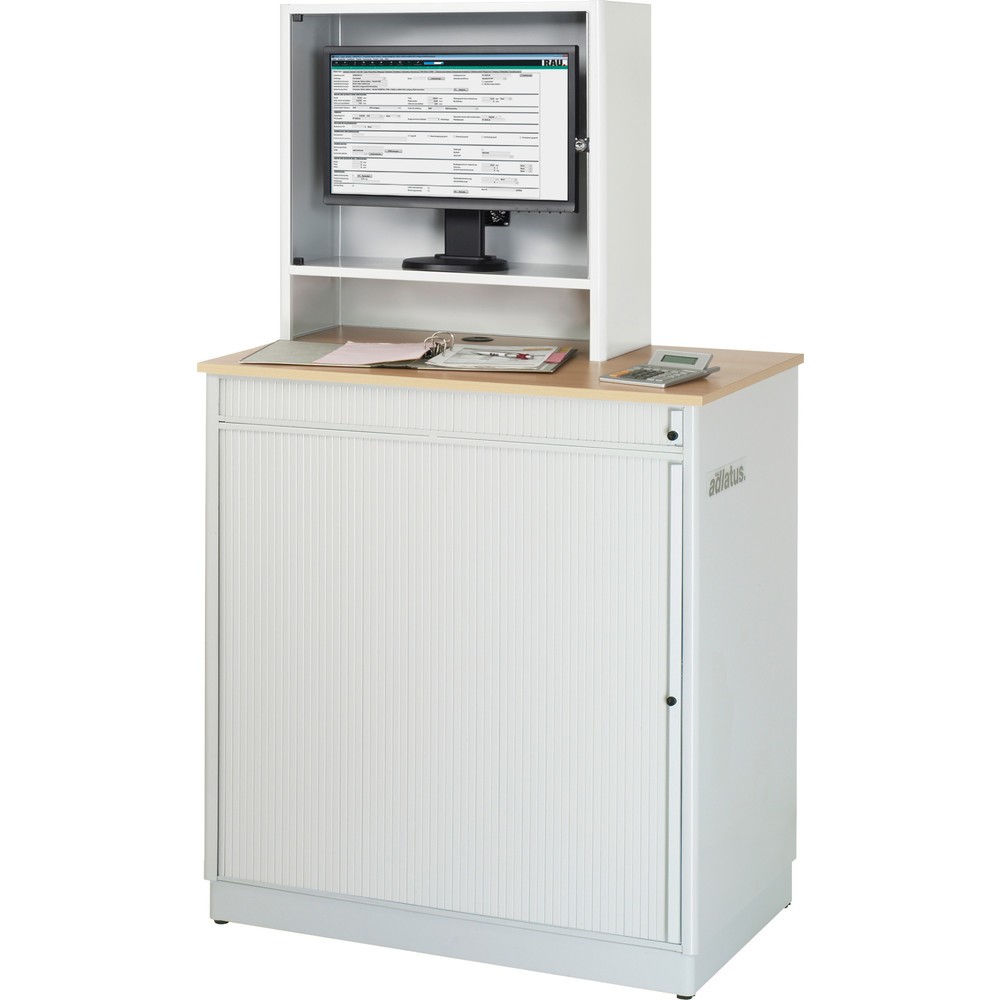 Produktabbildung Nr. 4: RAU Computer-Stationen, HxBxT 1.810 x 1.030 x 660 mm, Buche Dekor Arbeitsplatte, mit Rolladen, Steckdosenleiste, Schublade und Monitorgehäuse