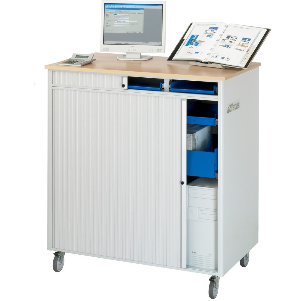 Produktabbildung Nr. 4: RAU Computer-Stationen, HxBxT 1.100 x 1.030 x 660 mm, Buche Dekor Arbeitsplatte, mit Rolladen, Steckdosenleiste, Schublade