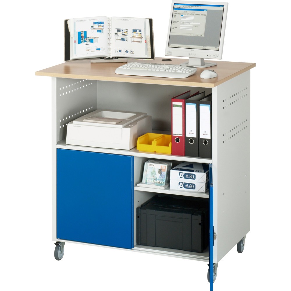 Produktabbildung Nr. 3: RAU Computer-Tisch, HxBxT 1.150 x 1.100 x 800 mm, Buche Dekor Arbeitsplatte, mit 2 Flügeltüren und Steckdosenleiste