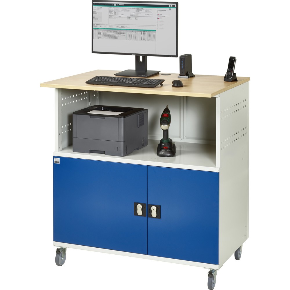 Produktabbildung Nr. 6: RAU Computer-Tisch, HxBxT 1.150 x 1.100 x 800 mm, Buche Dekor Arbeitsplatte, mit 2 Flügeltüren und Steckdosenleiste